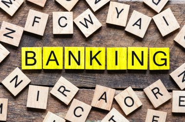 Harfleri yazım bankacılık ile ahşap bloklar 