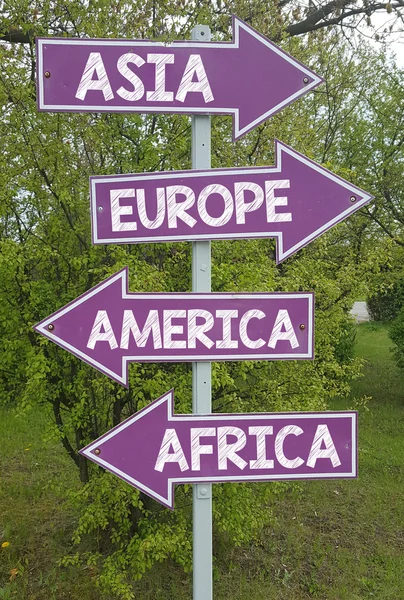 Asia, Europa, América, África palabras — Foto de Stock