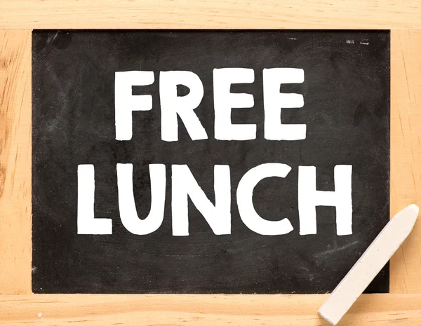 Free lunch text on blackboard