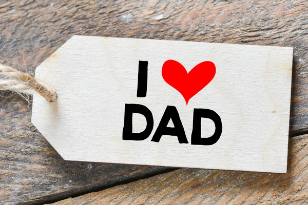 Inscrição Eu amo o pai na etiqueta — Fotografia de Stock