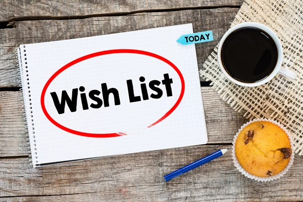 Wish list inscription in oval red frame — Stock Photo, Image