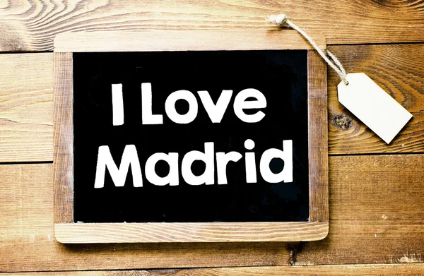 Я люблю Мадриді напис на дошці — стокове фото