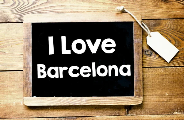 Eu amo Barcelona inscrição no quadro negro — Fotografia de Stock