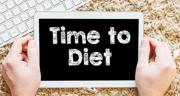 PC tableta con inscripción Time to Diet — Foto de Stock