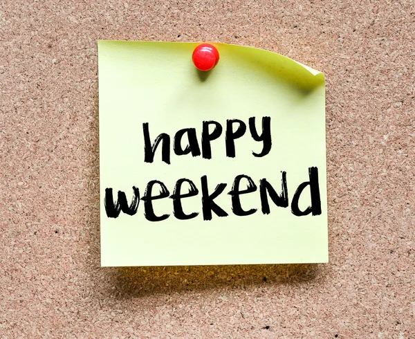 Opmerking met Happy Weekend inscriptie — Stockfoto