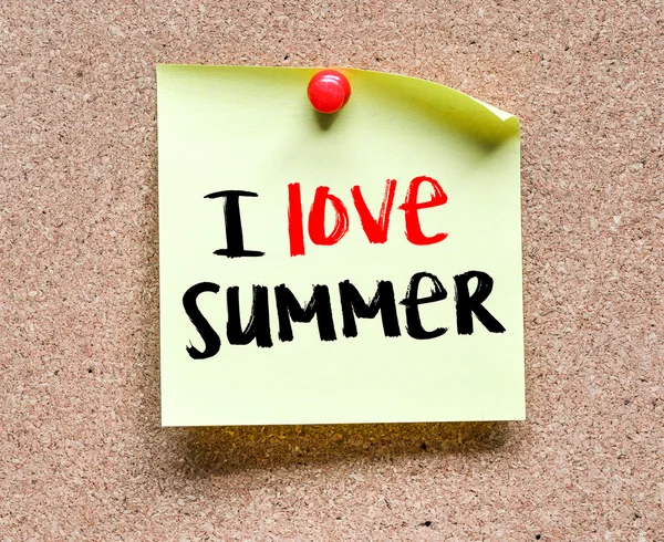 Notiz mit i love summer Inschrift — Stockfoto