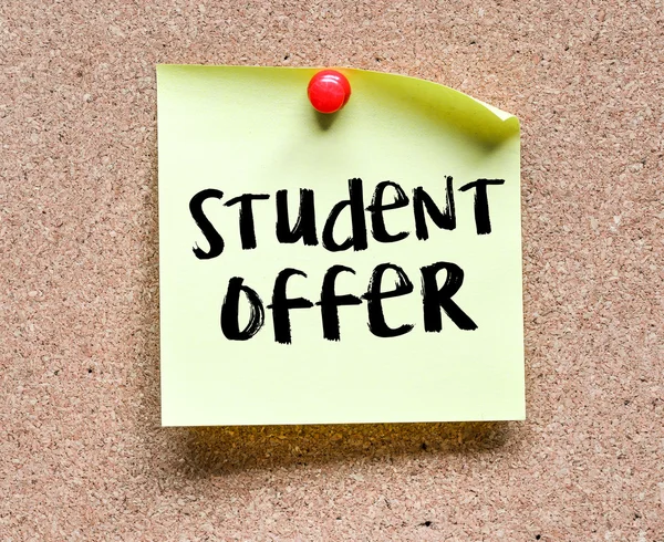 Nota con iscrizione offerta Studente — Foto Stock