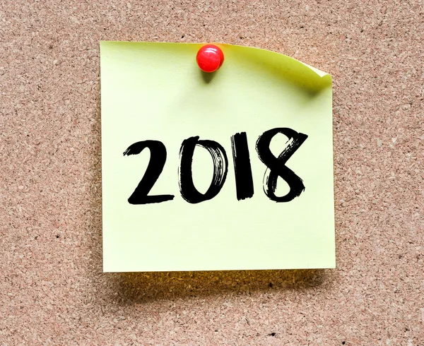 Sticky note with 2018 inscription — Stock Photo, Image