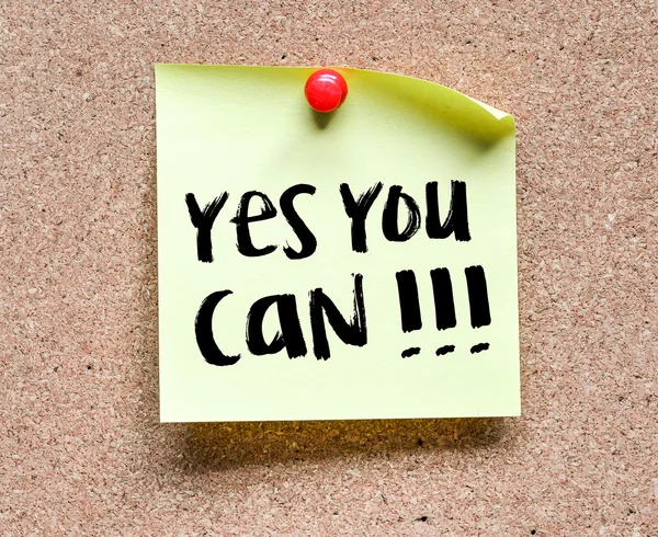 Note with Yes you can!!! inscription — Stock Photo, Image