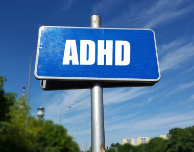 signboard with ADHD inscription clipart