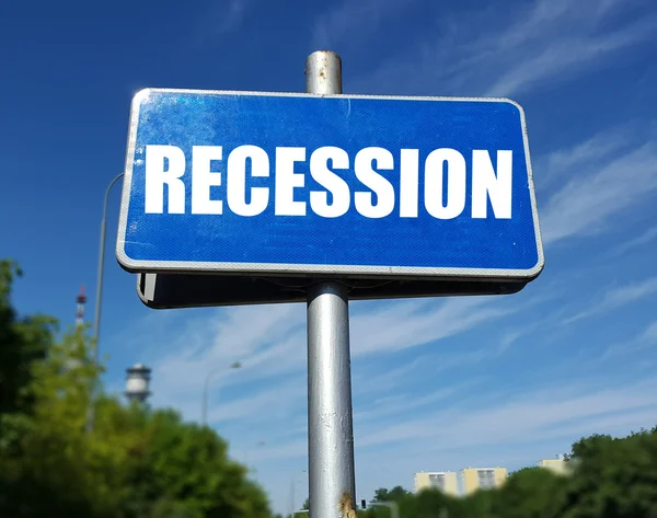 Vývěsní štít s nápisem recese — Stock fotografie
