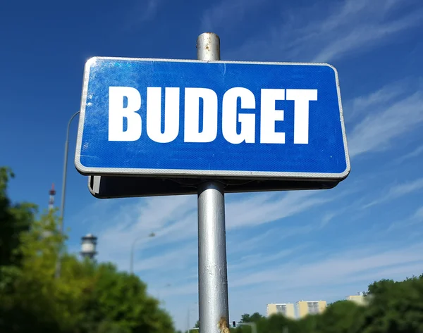 Signboard with budget inscription — Stock Photo, Image