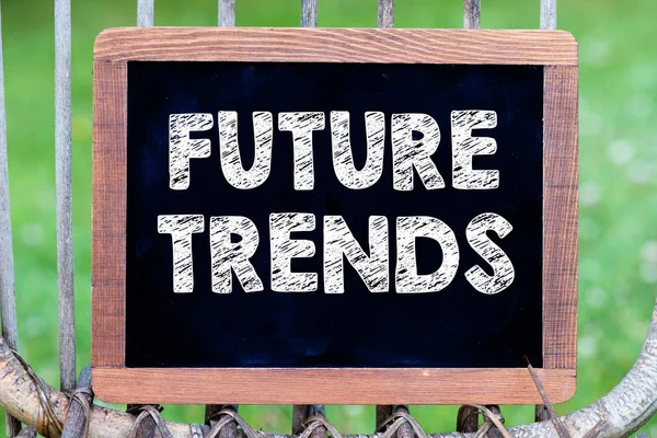 Future trends text on blackboard