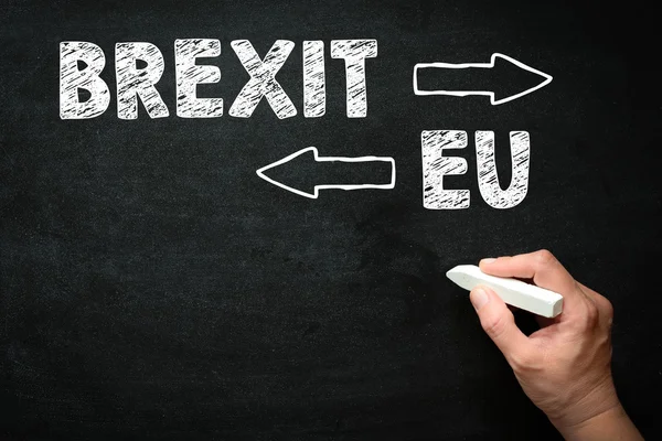 Brexit or EU handwritten on blackboard — Stock Photo, Image