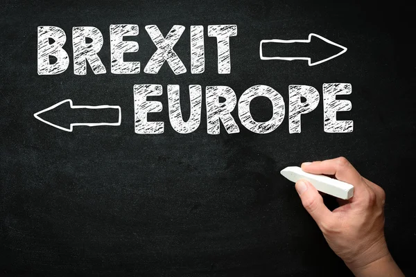 Brexit or Europe handwritten on blackboard — Stock Photo, Image