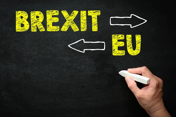 Brexit of Eu handgeschreven op blackboard — Stockfoto