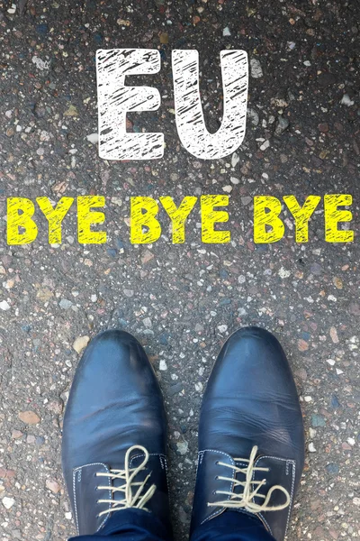 Piernas con palabra EU bye bye bye — Foto de Stock