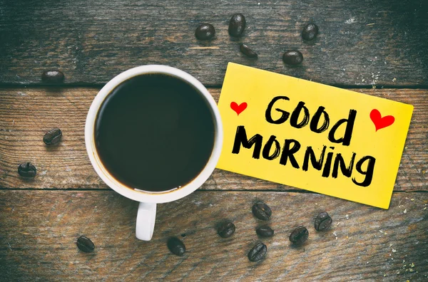 おはようございますメッセージとコーヒー カップ — ストック写真