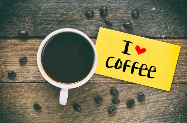 Mensagem eu amo café e xícara — Fotografia de Stock