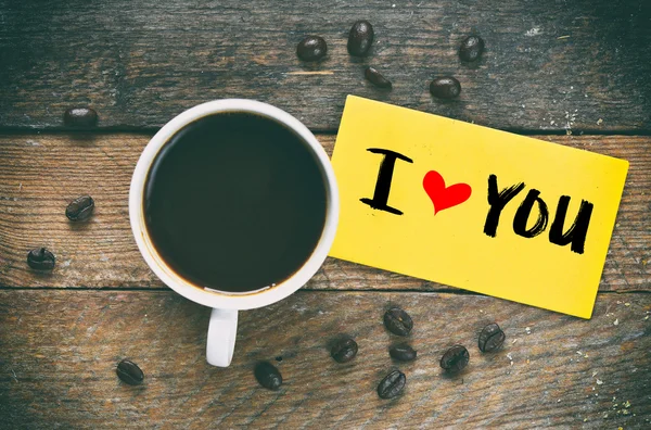 Botschaft ich liebe dich und Kaffeetasse — Stockfoto