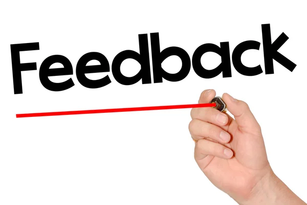 Hand writing feedback with marker — Stock Photo, Image