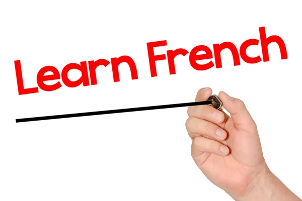 Hand schrijven Frans leren met marker — Stockfoto