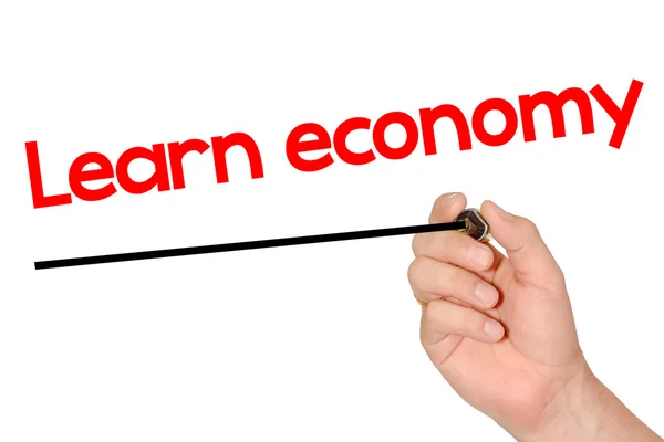 Escrita à mão Aprender economia com marcador — Fotografia de Stock