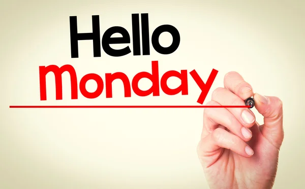 Hand writing hello monday with marker — Stock Photo, Image