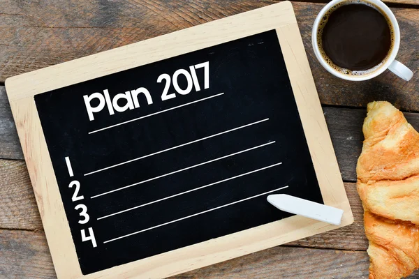 Plan voor 2017 handgeschreven op een schoolbord — Stockfoto