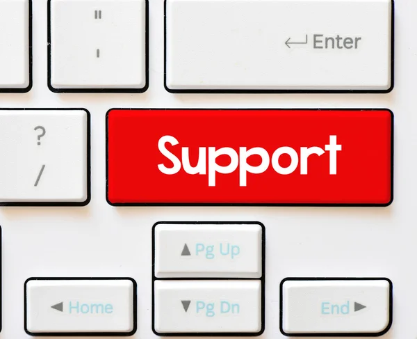 Support inscription on white keyboard — Stock Photo, Image