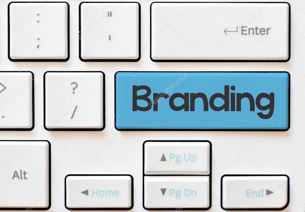 branding inscription on white keyboard  