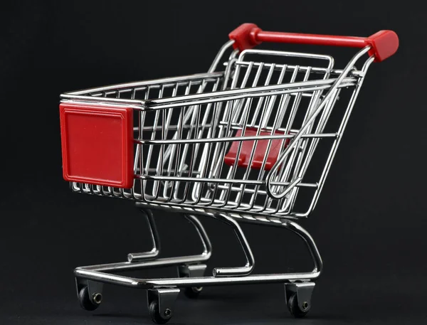 Carrito Compras Vacío Sobre Fondo Negro — Foto de Stock