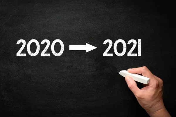 Novo Ano 2020 2021 Escrito Quadro Negro — Fotografia de Stock