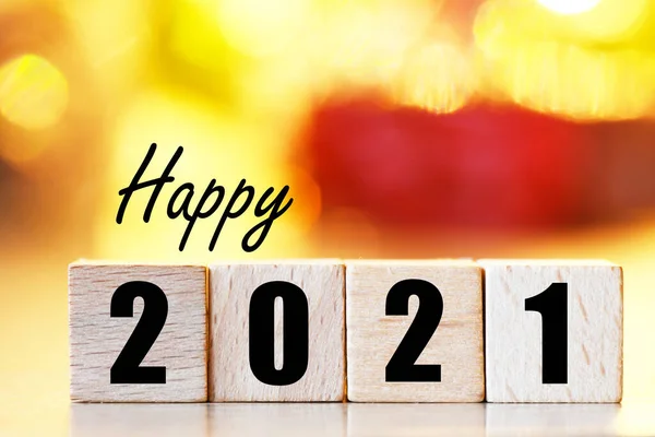 Hello 2021 Year Text Made Wooden Blocks — Stock Photo, Image
