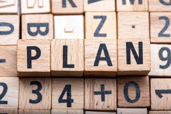 Plan Palabras Arreglado Con Letras Madera Concepto Negocio —  Fotos de Stock