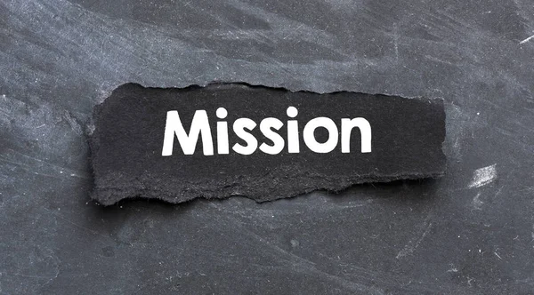 Word Mission Black Piece Paper Laid Black Background — Stock Photo, Image