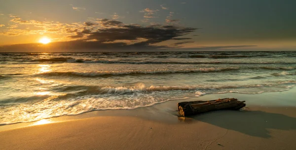 Zonsondergang Aan Zee Natuur Natuur Landschap Bij Zonsondergang — Stockfoto