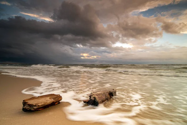 Paisagem Acima Mar Areia Praia Mar Paisagem Mar Báltico — Fotografia de Stock