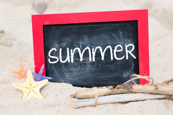 Summer on small blackboard sign — Stock Photo, Image