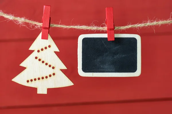 Imagens antigas sobre fundo de madeira com decoração de Natal . — Fotografia de Stock