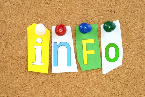 The word info in cut out magazine letters — Stock Photo, Image