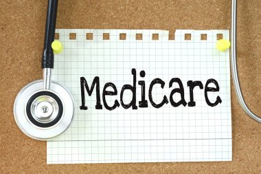 Medicare handwritten on paper note clipart