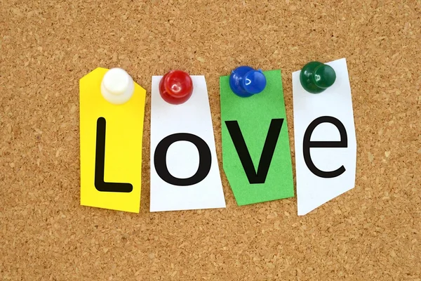 Amor em notas pegajosas coloridas — Fotografia de Stock