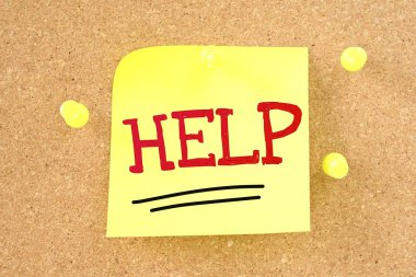Yardım - yapışkan not el yazısıyla yazılmış kelime