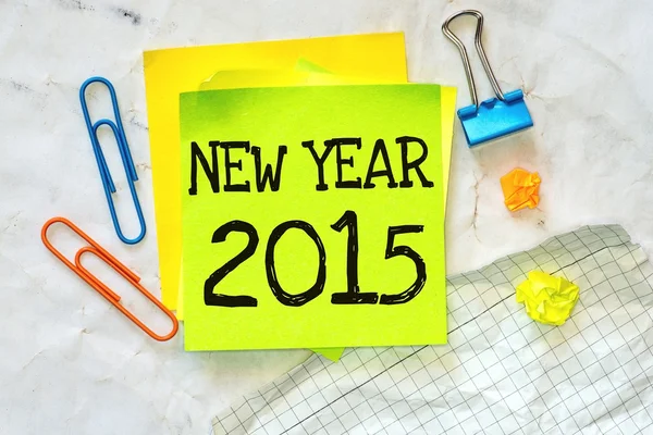 Text new year 2015 on the short note — Stock Photo, Image