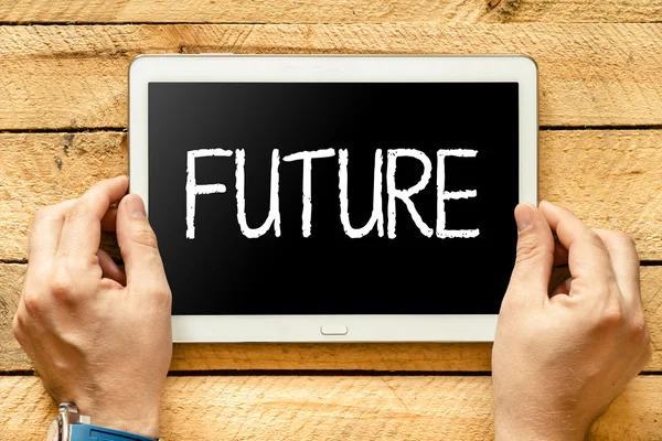 Tabletă PC cu text "Viitor " — Fotografie, imagine de stoc