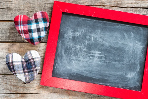 Blackboard dekore edilmiş ve el yapımı Kalpler — Stok fotoğraf