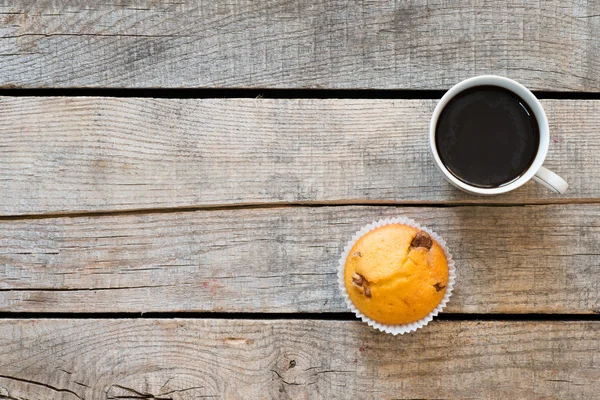 Koffie en cupcake — Stockfoto