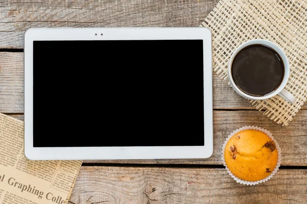 White tablet  on table — Stock Photo, Image