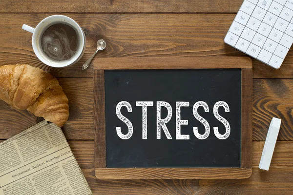 Stress escrito à mão com giz branco — Fotografia de Stock